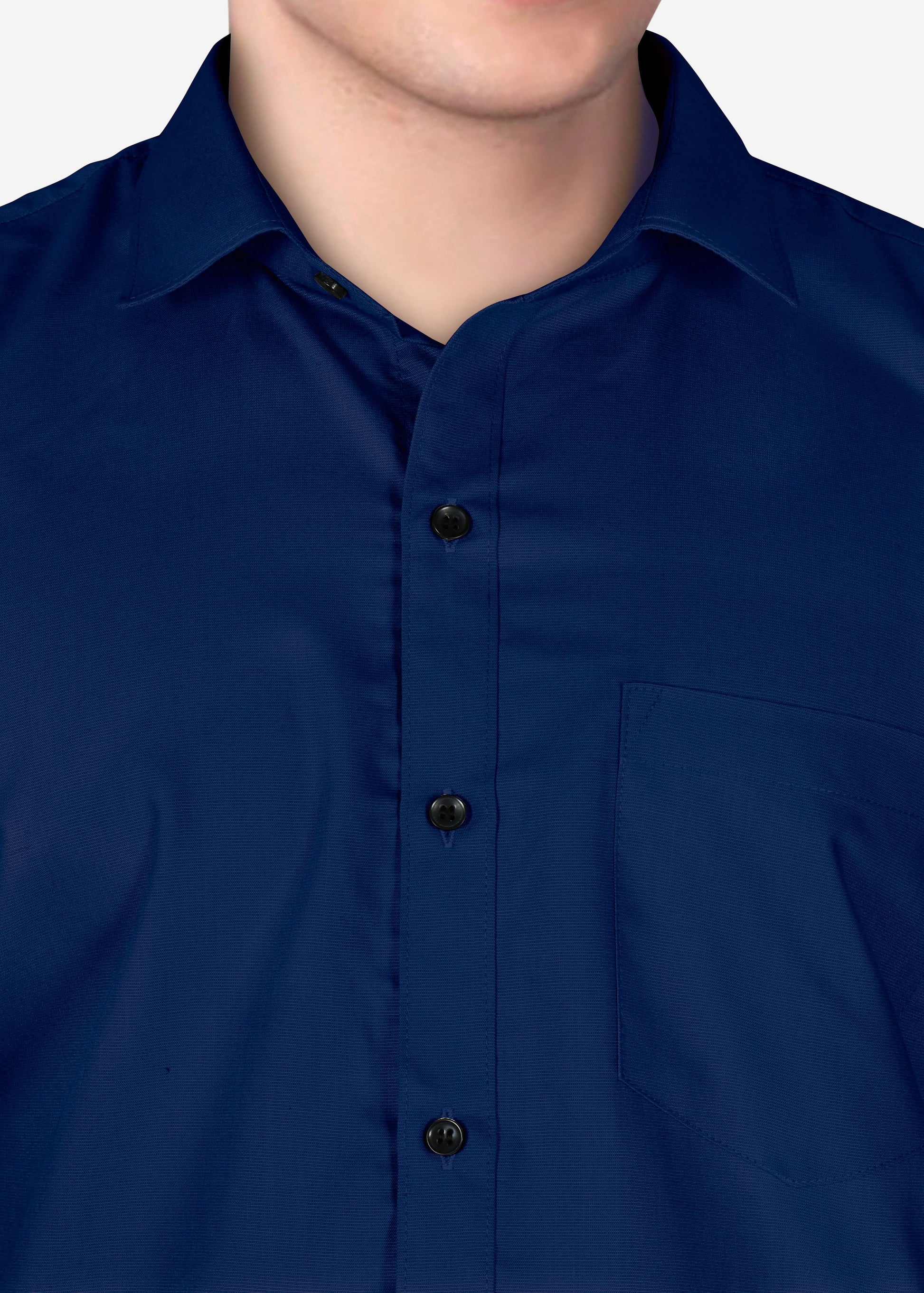 Navy Blue Formal Shirt Men Regular Fit Solid Spread Collar (Full Sleeve, Navy Blue) - Zabolo