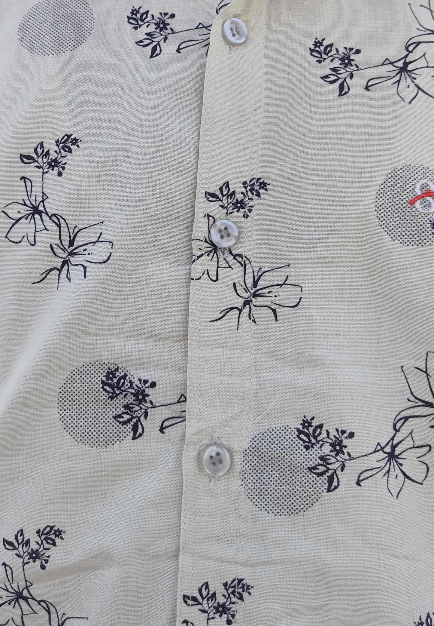 Men Slim Fit Printed Spread Collar Casual Shirt ( Color Cream ) Zabolo