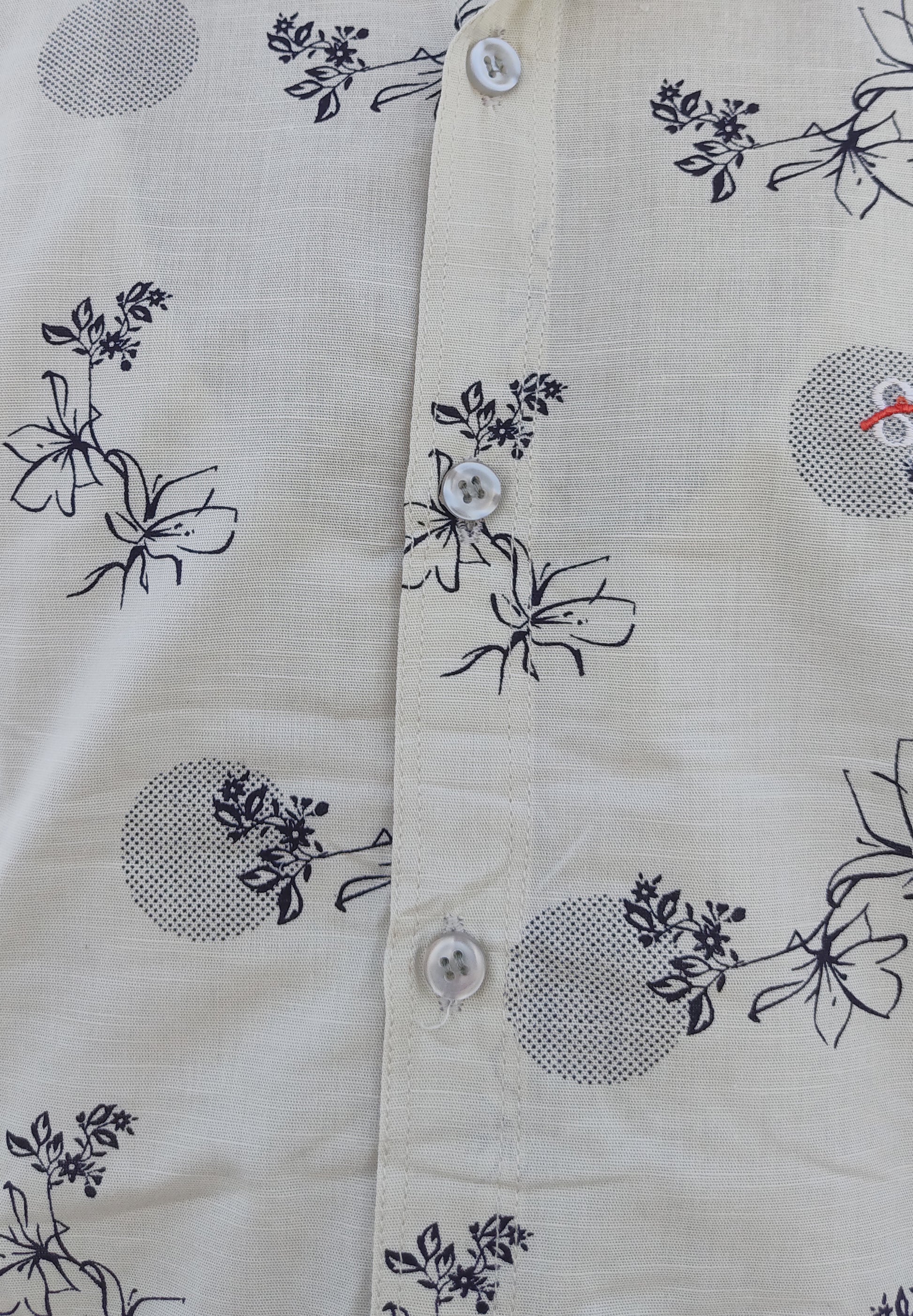 Men Slim Fit Printed Spread Collar Casual Shirt ( Color Cream ) Zabolo