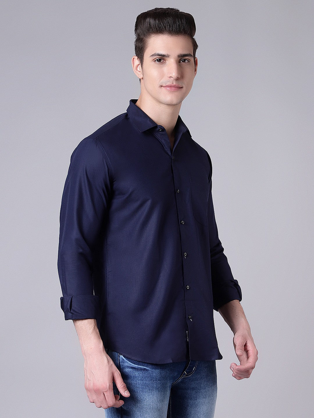 Zabolo Regular Fit Solid Spread Collar Mens Formal Shirt, Full Sleeve Zabolo