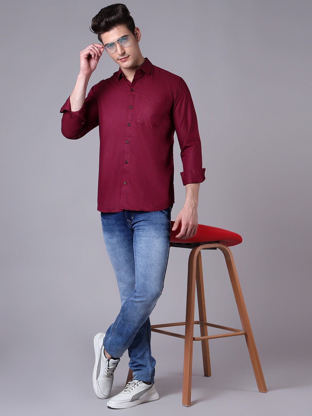 Zabolo Regular Fit Solid Spread Collar Mens Formal Shirt, Full Sleeve Zabolo