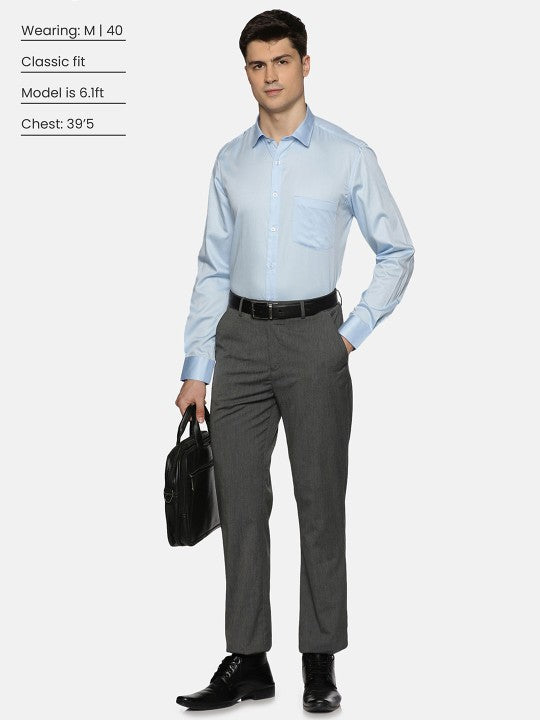 Men Premium Spread Collar Solid Cotton Formal Shirt Zabolo