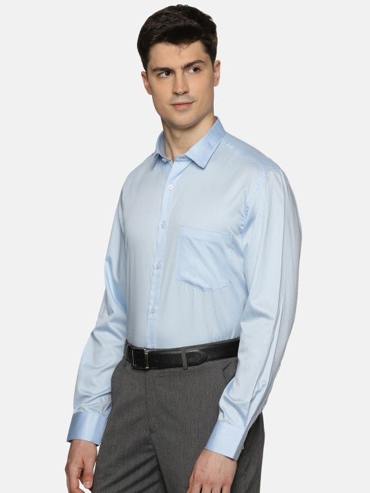 Men Premium Spread Collar Solid Cotton Formal Shirt Zabolo