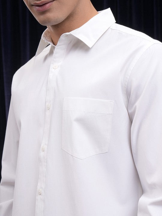 Men Regular Fit Solid Spread Collar Casual Shirt Zabolo