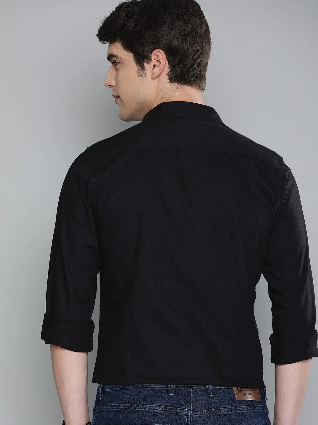 Zabolo Men Regular Fit Solid Spread Collar Formal Shirt (Full Sleeve, Black) Zabolo