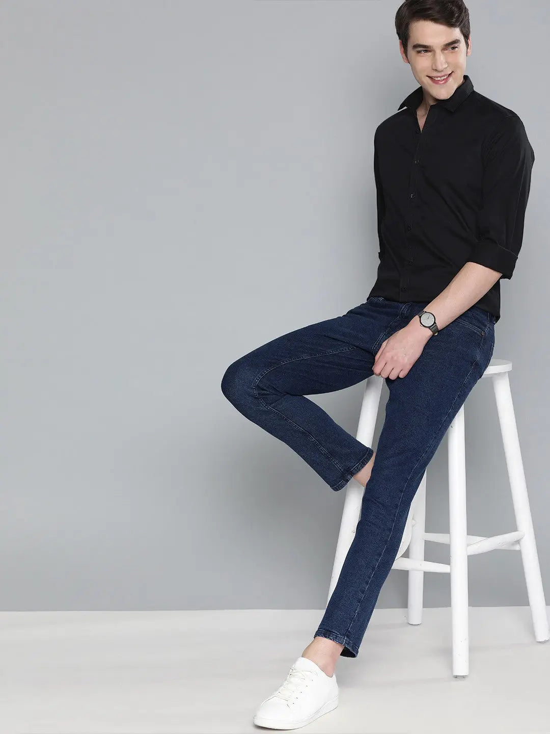 Zabolo Men Regular Fit Solid Spread Collar Formal Shirt (Full Sleeve, Black) Zabolo