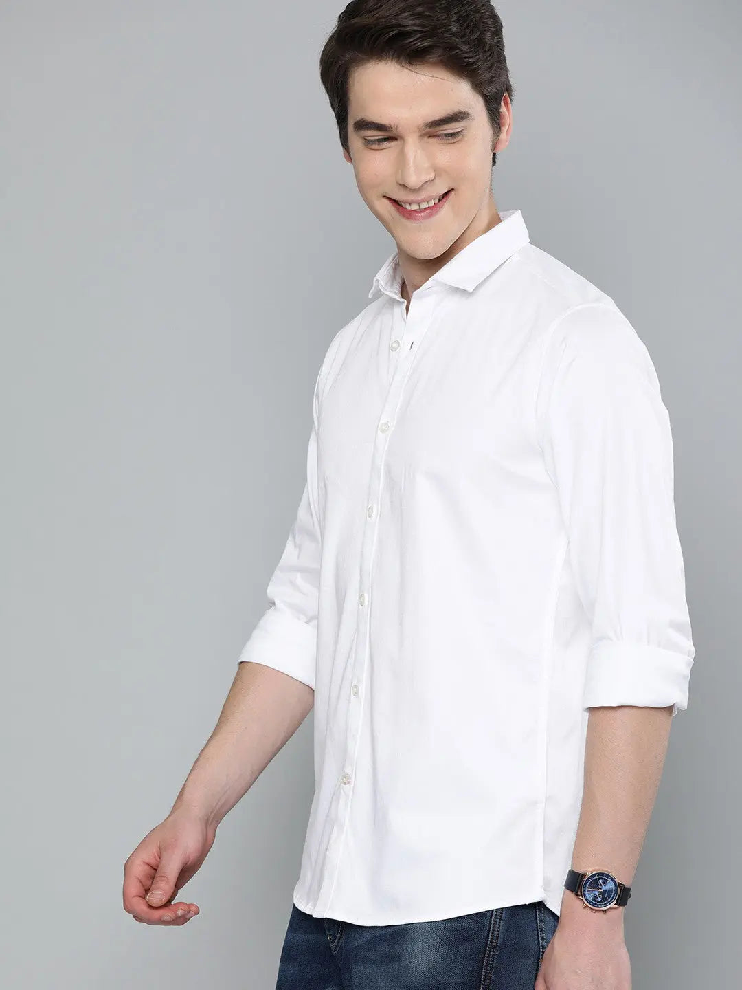 Zabolo Men Regular Fit Solid Spread Collar Formal Shirt (Full Sleeve, White) Zabolo