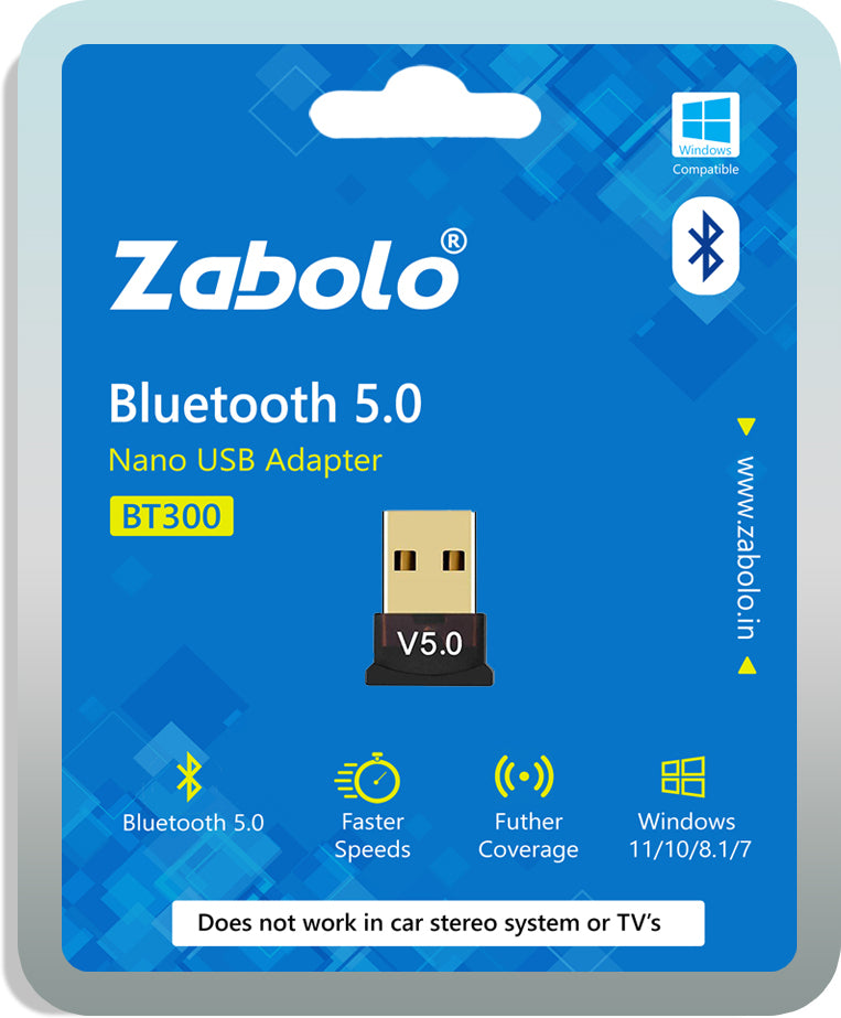 Zabolo BT-5.0 USB Bluetooth Adaptor USB Adapter (Black, Gold)