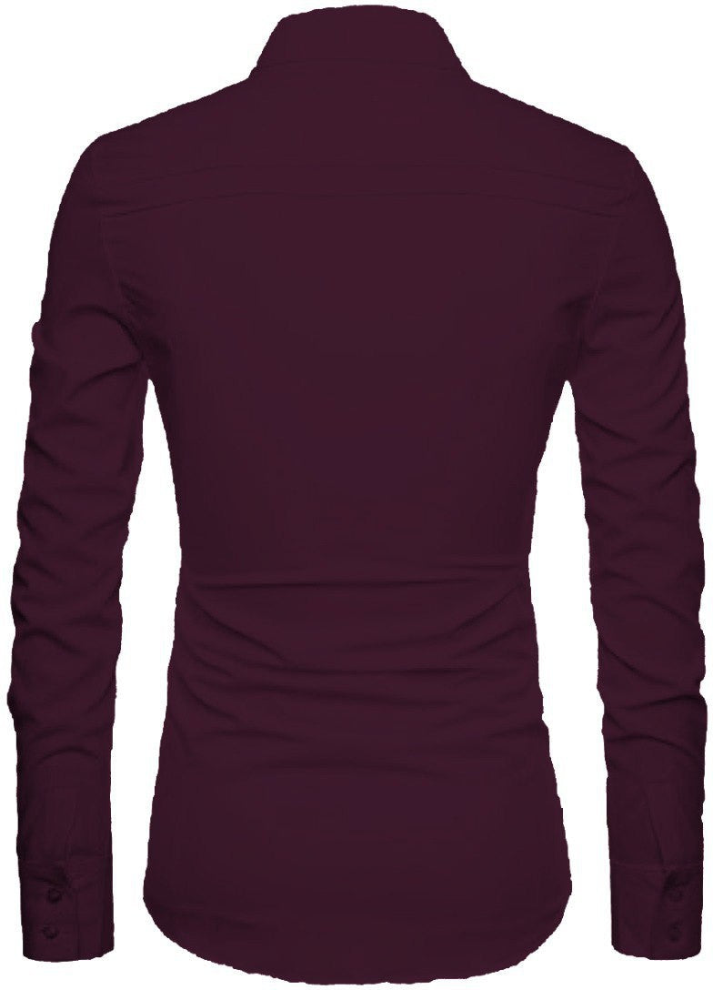 Men Slim Fit Solid Casual Shirt (Purple) Zabolo