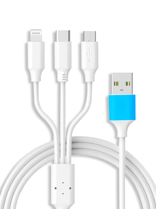 Zabolo 3 in 1 usb Data and Charging cable 1.2 m USB Type C Cable  (Compatible with Fast Charging & Sync Data Cable, White, One Cable) Zabolo