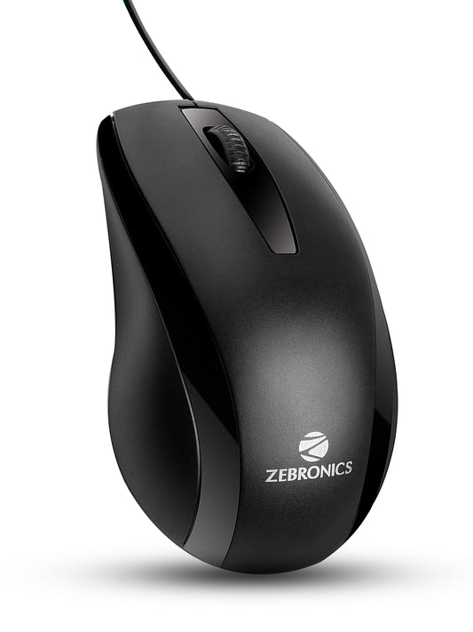 Zebronics Zeb-Alex Wired USB Optical Mouse with 3 Buttons Wired Optical Mouse  (USB 2.0, Black)
