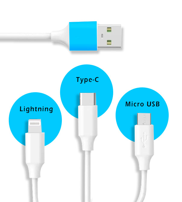 Zabolo 3 in 1 usb Data and Charging cable 1.2 m USB Type C Cable (Compatible with Fast Charging & Sync Data Cable, White, One Cable) Zabolo