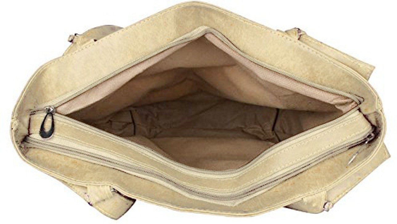 Women Shoulder Bag - Extra Spacious (White & Beige) Zabolo