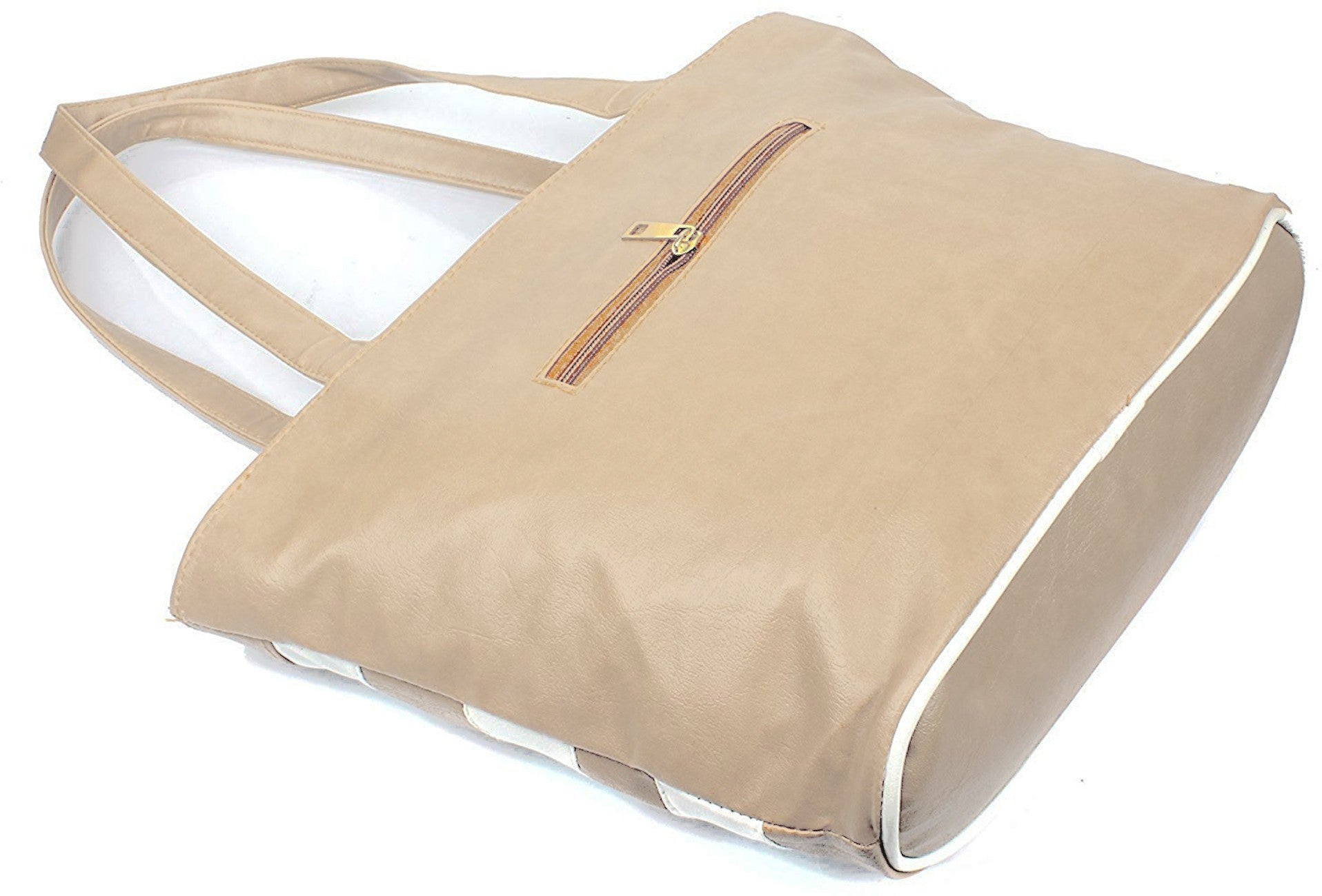 Women Shoulder Bag - Extra Spacious (White & Beige) Zabolo