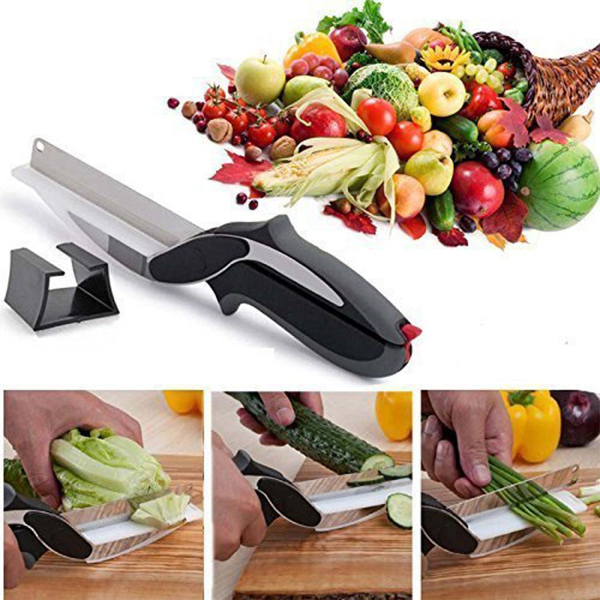 Zabolo Stainless Steel Smart Kitchen Knife/Clever Cutter with Chopping Board Fruits & Vegetable Slicer Vegetable Slicer Zabolo