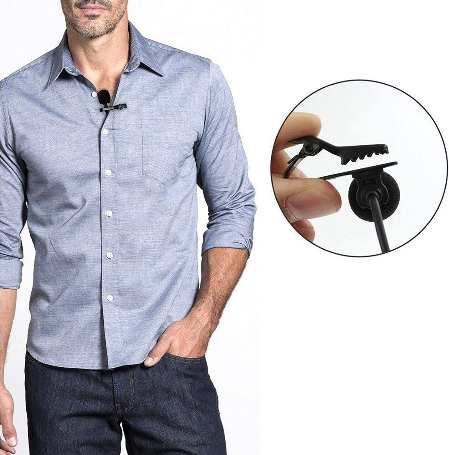 Lavalier Microphone for YouTube and smartphones Collar Mic  (Black) Zabolo