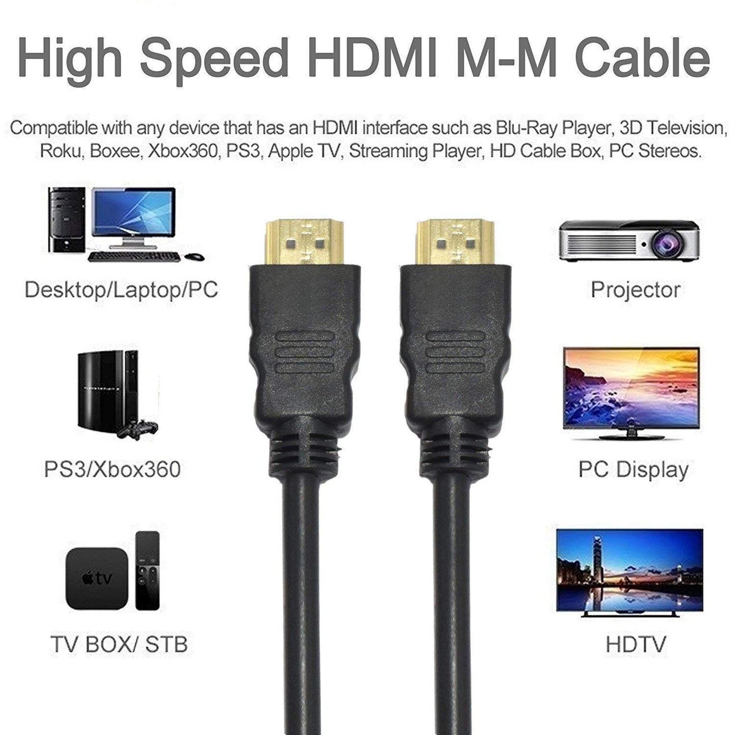 Zabolo Gold-Plated High-Speed Premium Series 19 Pin HDMI Male to Male Cable 3 Meters -Supports 3D,4K 30Hz, Video 4K 2160p 1080p HDMI Cable Zabolo
