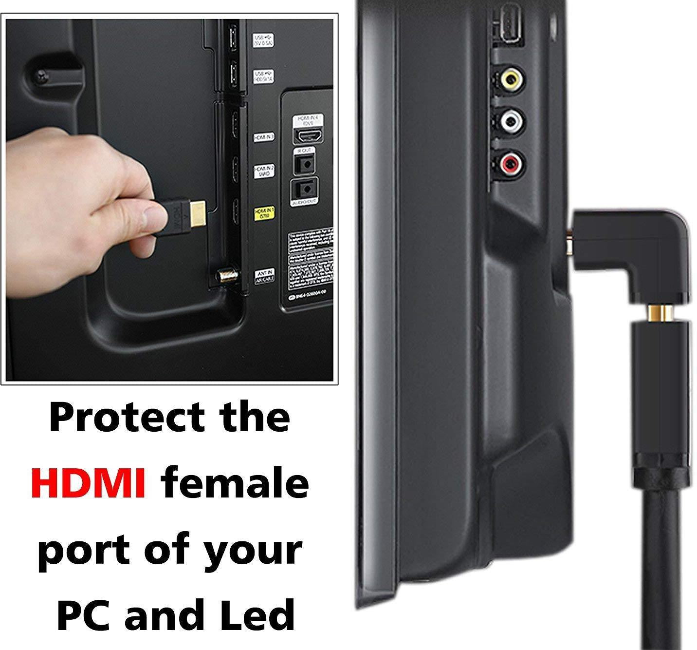 Zabolo HDMI Adapter L Type HDMI Male to HDMI Female Jointer (Compatible with Set top box, HDTV, Black, Gold, One Cable) Zabolo