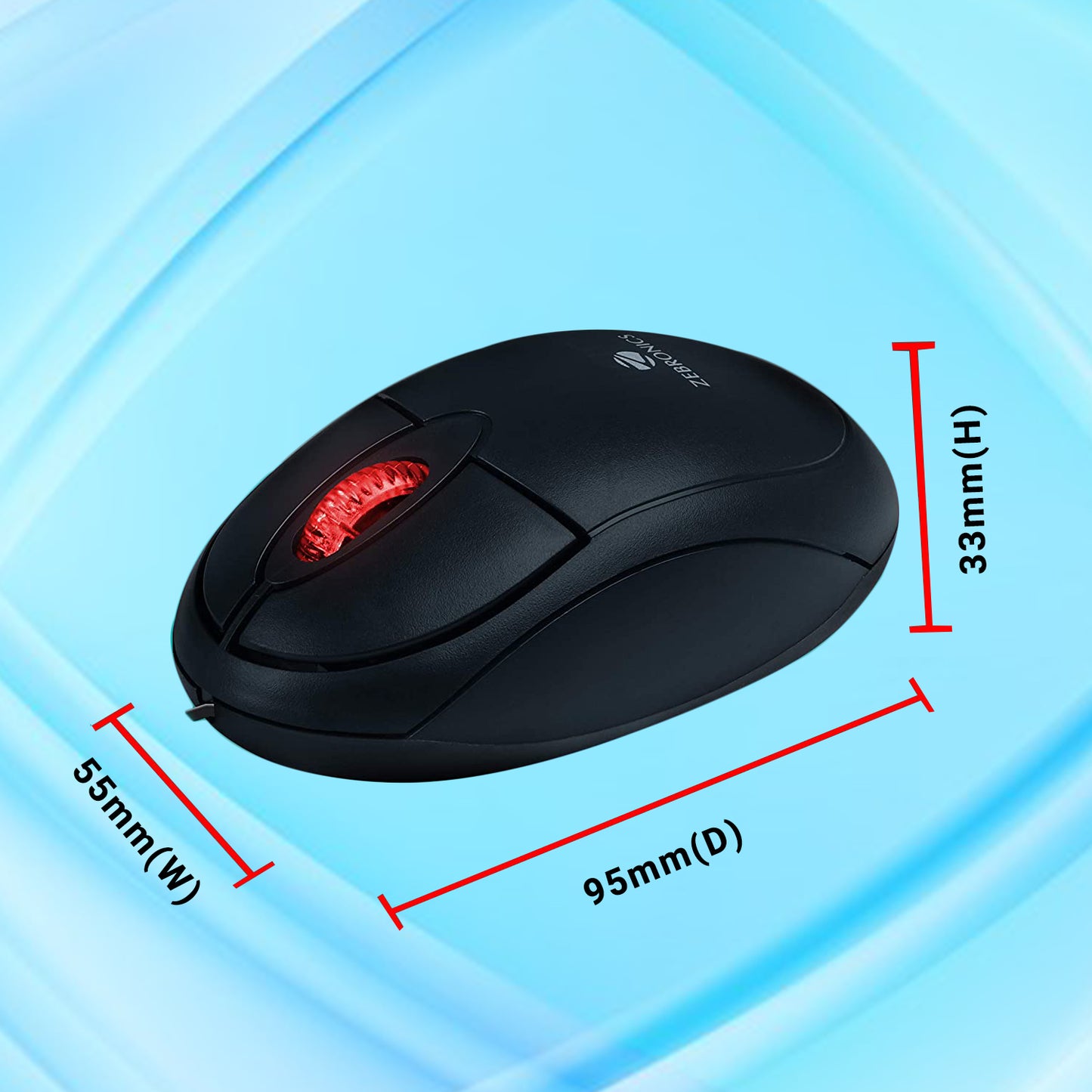 ZEBRONICS ZEB-RISE Wired Optical Mouse (USB 2.0, Black) Zebronics