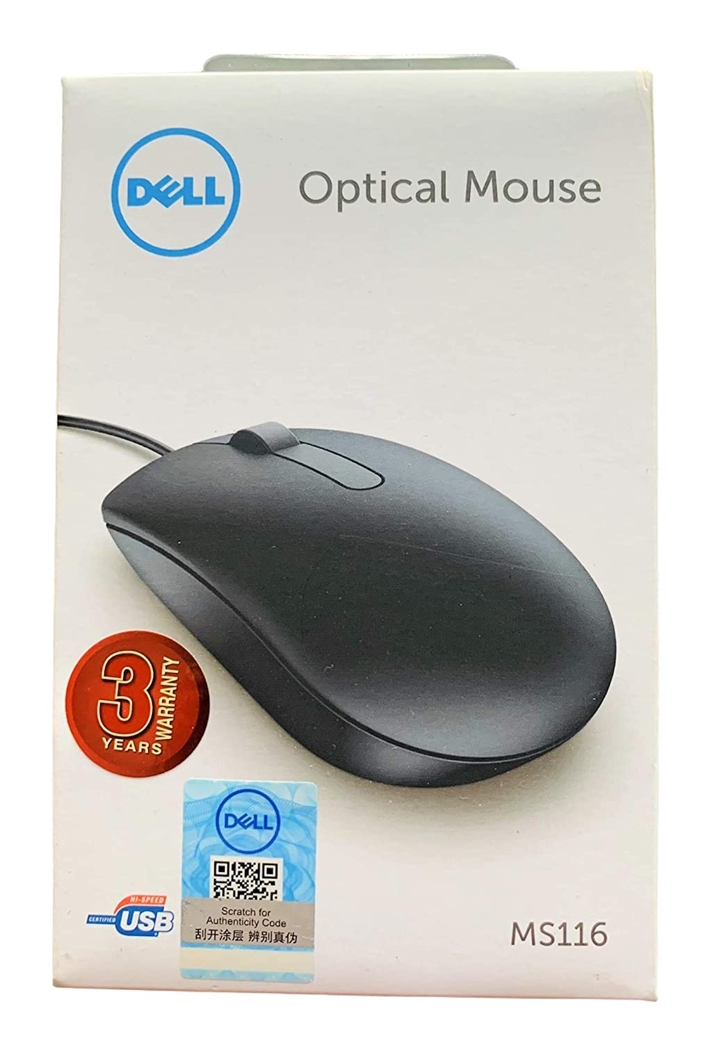 DELL MS 116 Wired Optical Wired Mouse (USB, Black)