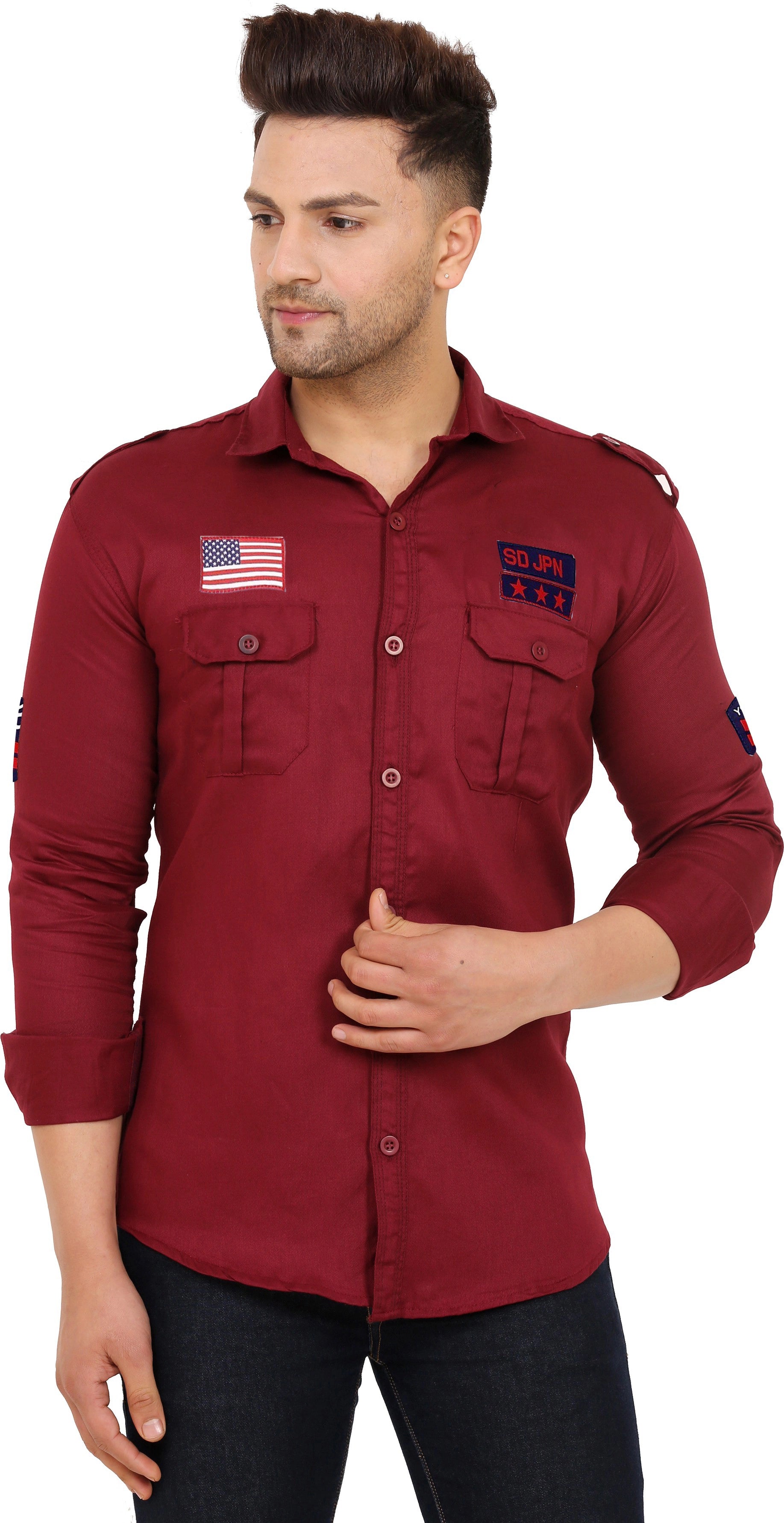 Men's Stylish Cotton Casual Shirt | Affordable and Trendy Fashion ( Maroon ) Zabolo