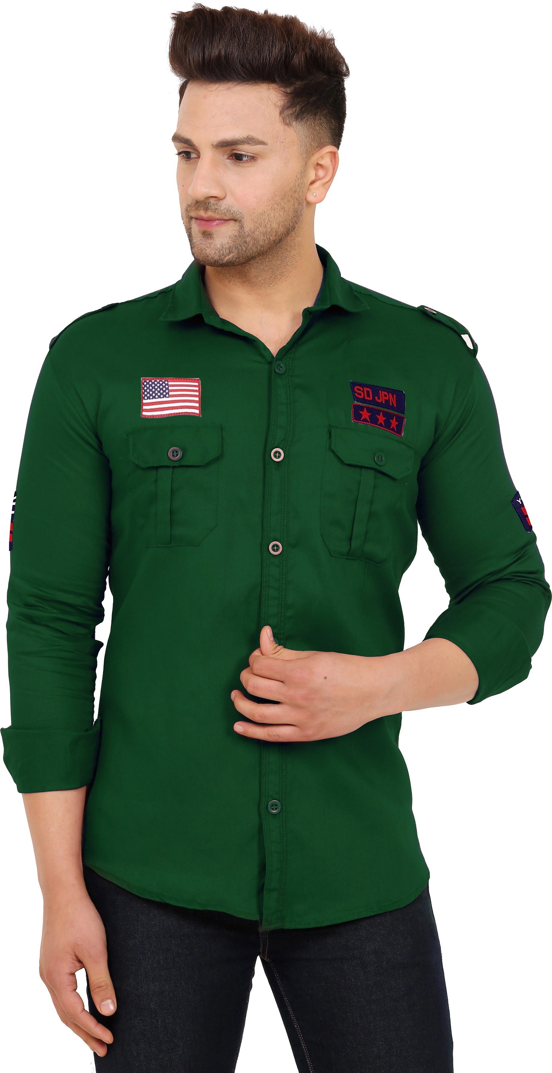 Men's Stylish Cotton Casual Shirt | Affordable and Trendy Fashion ( Green ) Zabolo