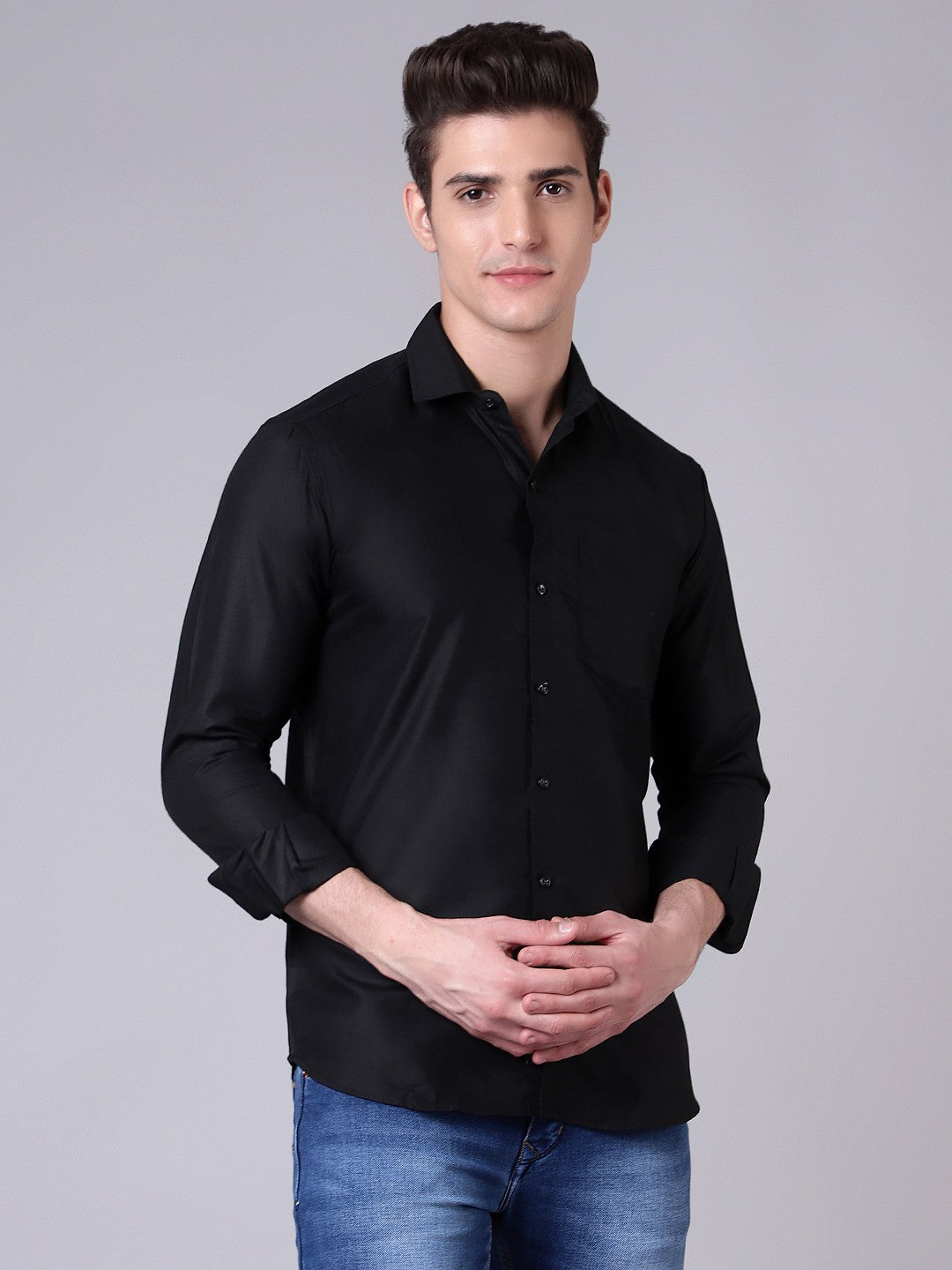 Zabolo Regular Fit Solid Spread Collar Mens Formal Shirt, Full Sleeve Zabolo