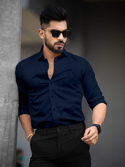 Zabolo Men's Solid Slim Fit Casual Shirt, Full Sleeve Shirt for Casual Wear & Formal Wear Zabolo