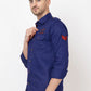 Men Slim Fit Solid Casual Shirt (Blue) Zabolo