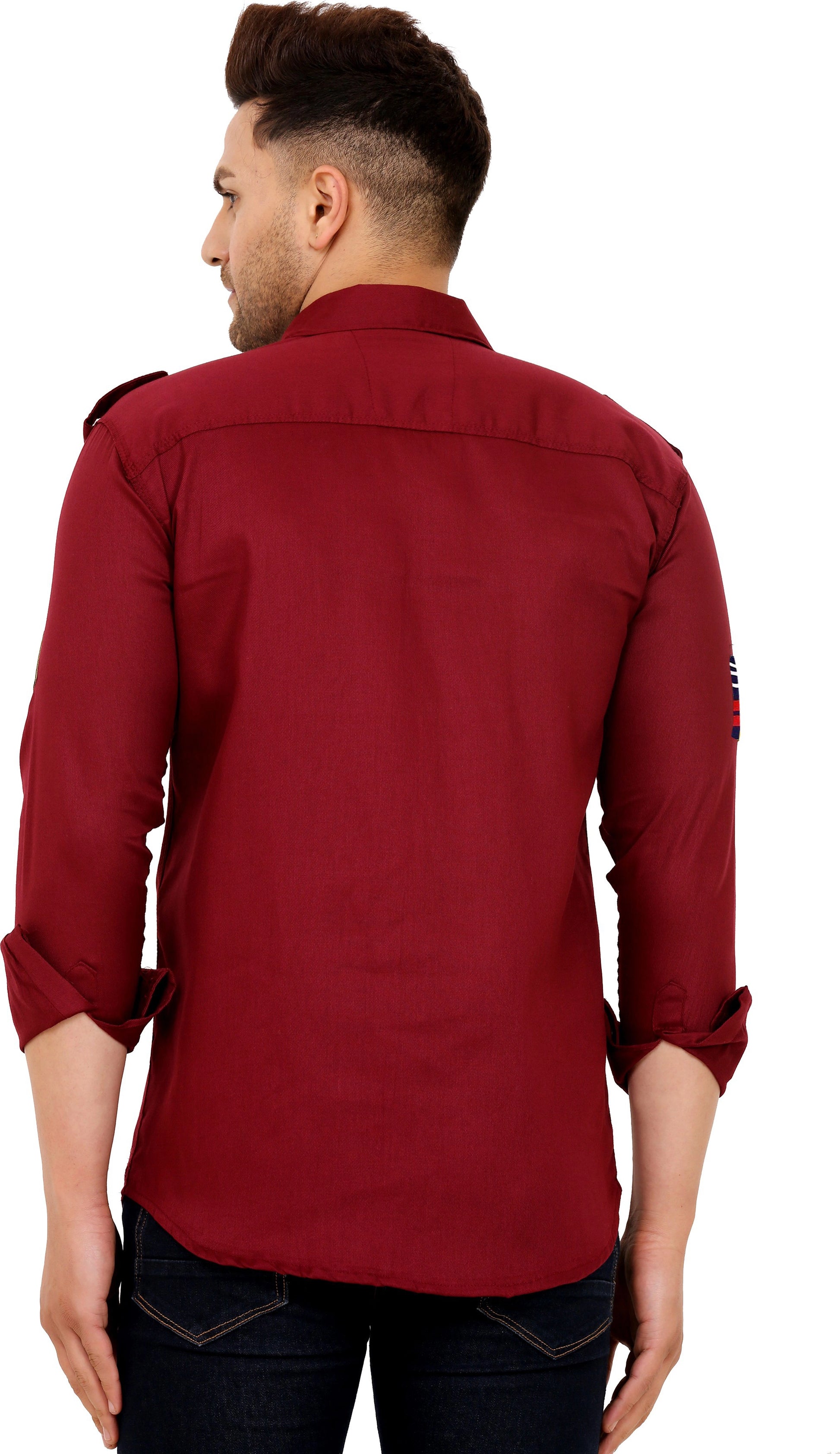 Men's Stylish Cotton Casual Shirt | Affordable and Trendy Fashion ( Maroon ) Zabolo