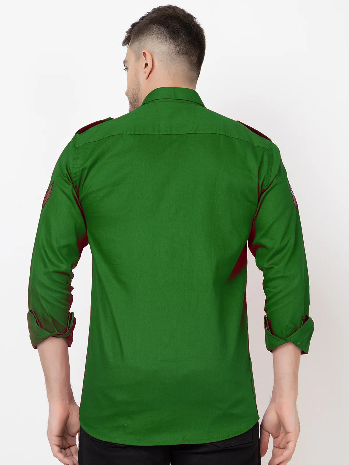 Men Slim Fit Solid Casual Shirt (Green) Zabolo