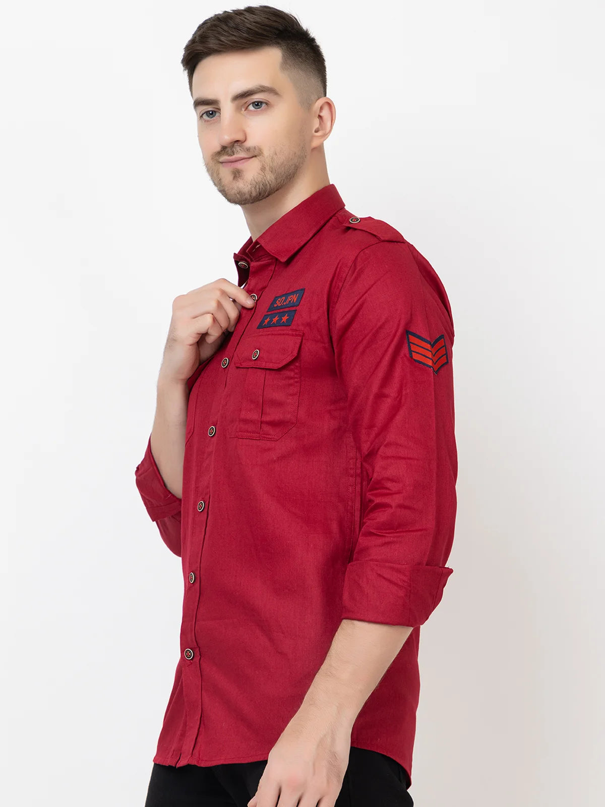 Men Slim Fit Solid Casual Shirt (Maroon) Zabolo