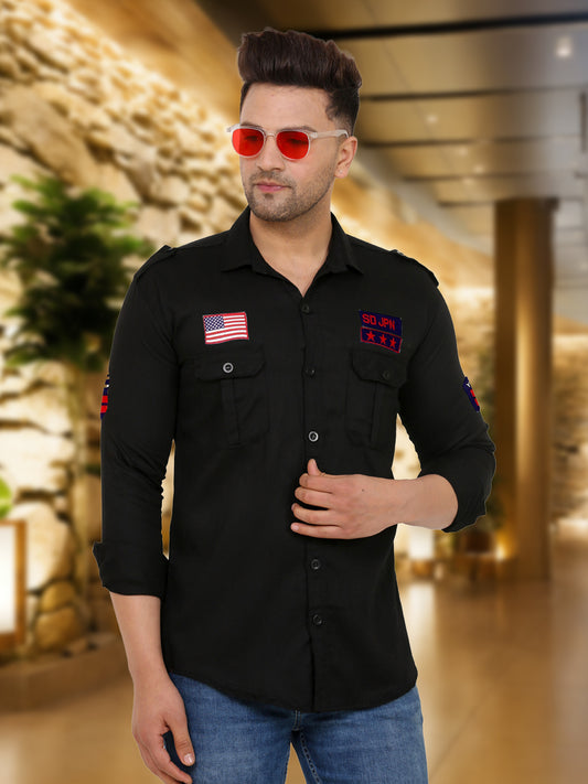 Men's Stylish Cotton Casual Shirt | Affordable and Trendy Fashion ( Black ) Zabolo