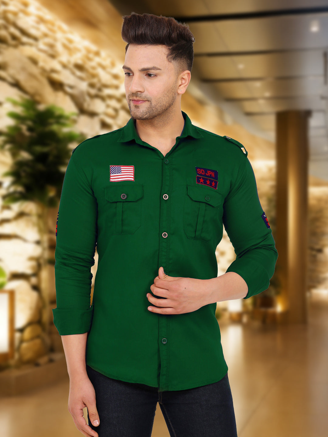 Men's Stylish Cotton Casual Shirt | Affordable and Trendy Fashion ( Green ) Zabolo