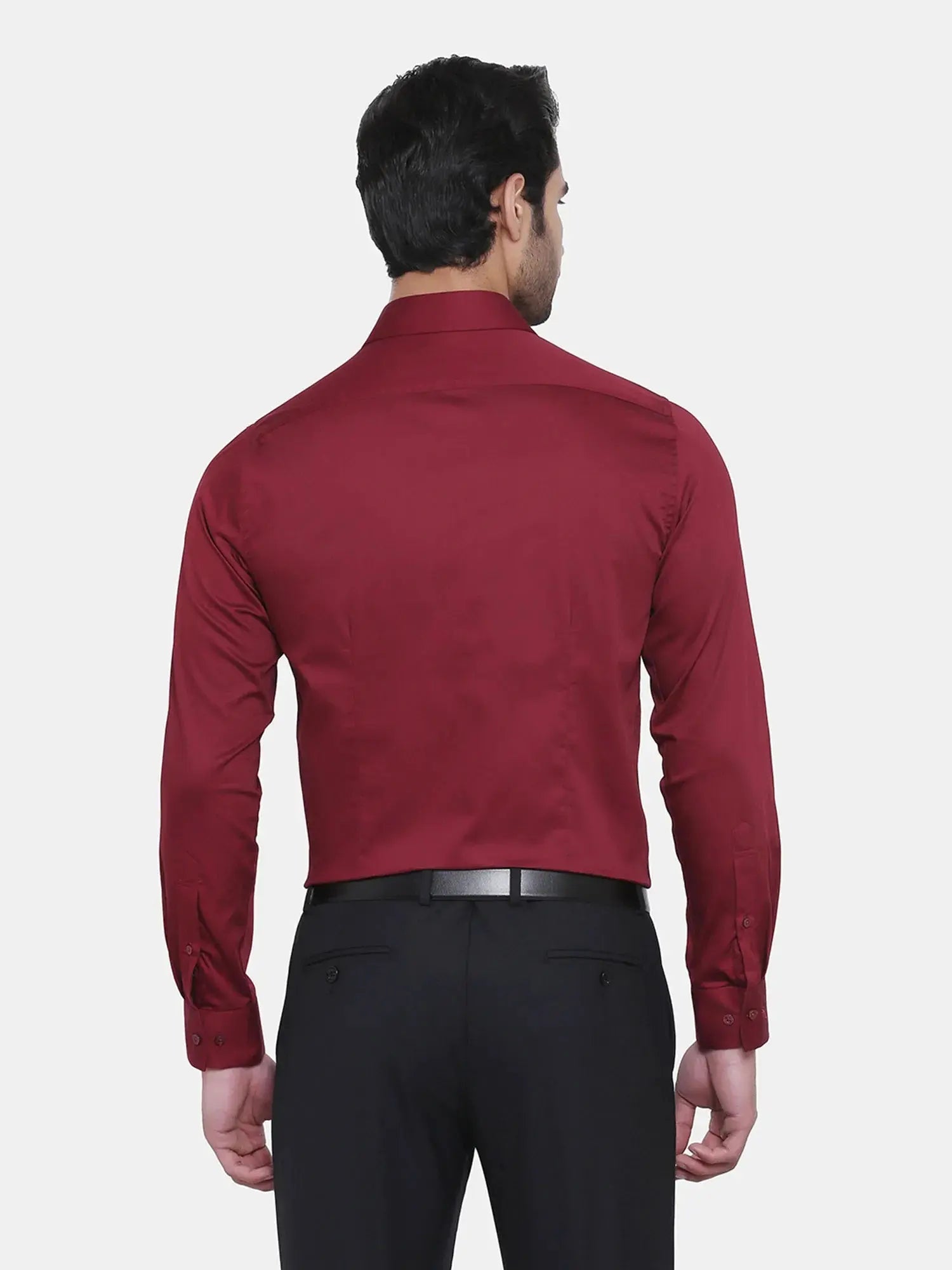 OLMA Men Regular Fit Solid Spread Collar Formal Shirt (Full Sleeve, Maroon) Zabolo