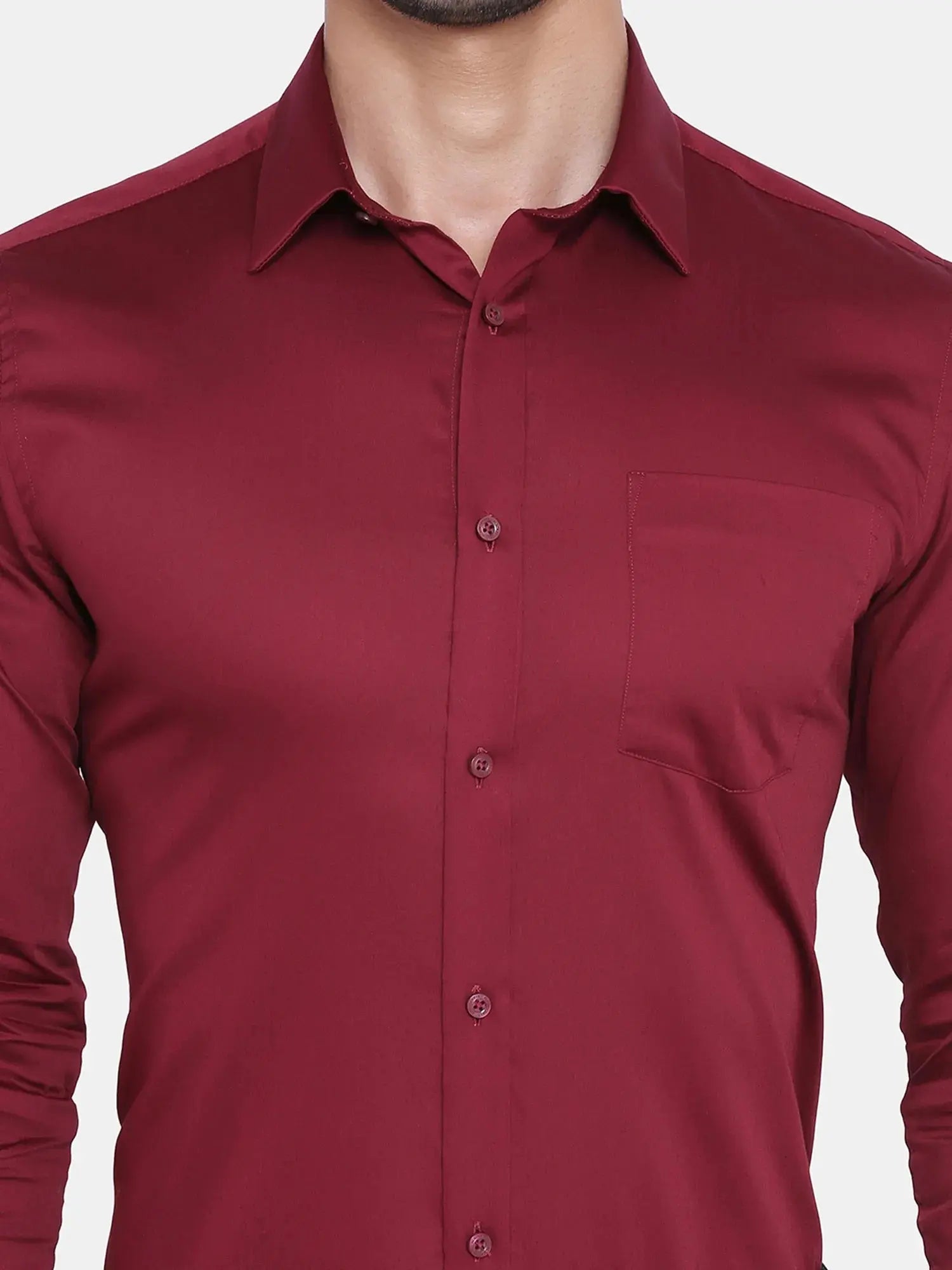 OLMA Men Regular Fit Solid Spread Collar Formal Shirt (Full Sleeve, Maroon) Zabolo