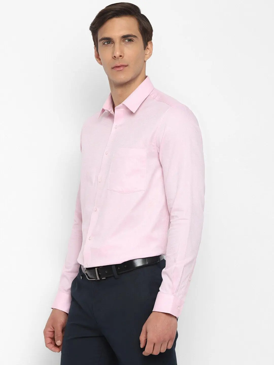 OLMA Men Regular Fit Solid Spread Collar Formal Shirt (Full Sleeve, Pink) Zabolo