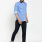 OLMA Men Regular, Slim Fit Solid Slim Collar Casual Shirt (Full Sleeve, Blue) Zabolo
