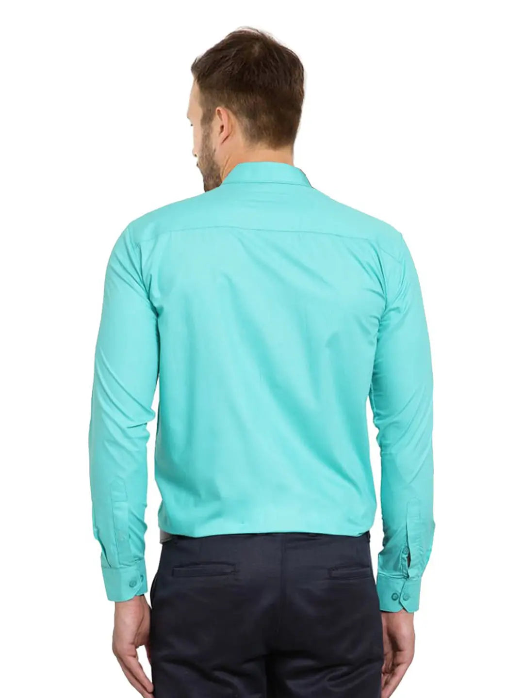 OLMA Men Regular, Slim Fit Solid Spread Collar Casual Shirt (Full Sleeve, Light Green) Zabolo