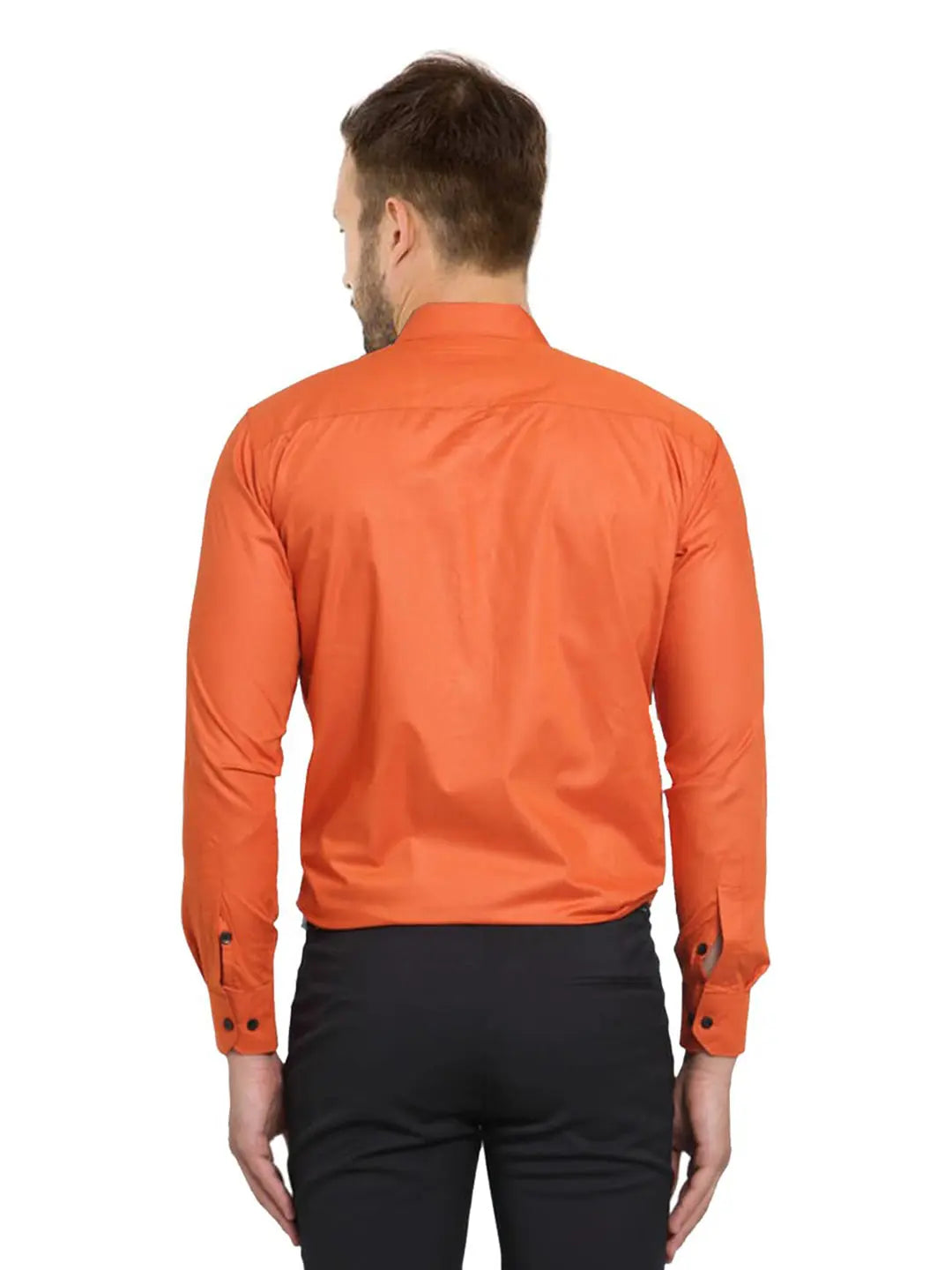 OLMA Men Regular, Slim Fit Solid Spread Collar Casual Shirt (Full Sleeve, Orange) Zabolo