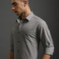 Men Spread Grey Collar Solid Cotton Slim Fit Formal Shirt Zabolo
