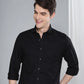 Zabolo Men Regular Fit Solid Spread Collar Formal Shirt (Full Sleeve, Black) Zabolo