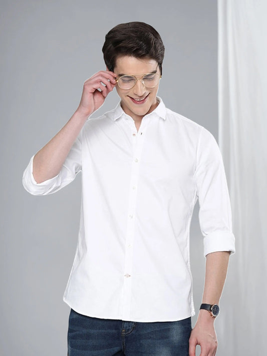 Zabolo Men Regular Fit Solid Spread Collar Formal Shirt (Full Sleeve, White) Zabolo