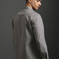 Men Spread Grey Collar Solid Cotton Slim Fit Formal Shirt Zabolo