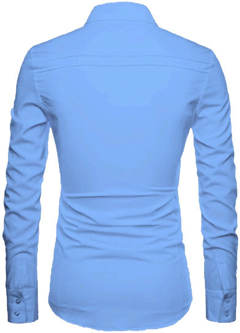 Men Regular Fit Solid Casual Shirt (Sky Blue) Zabolo