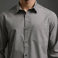 Men Spread Grey Collar Solid Cotton Slim Fit Formal Shirt Zabolo