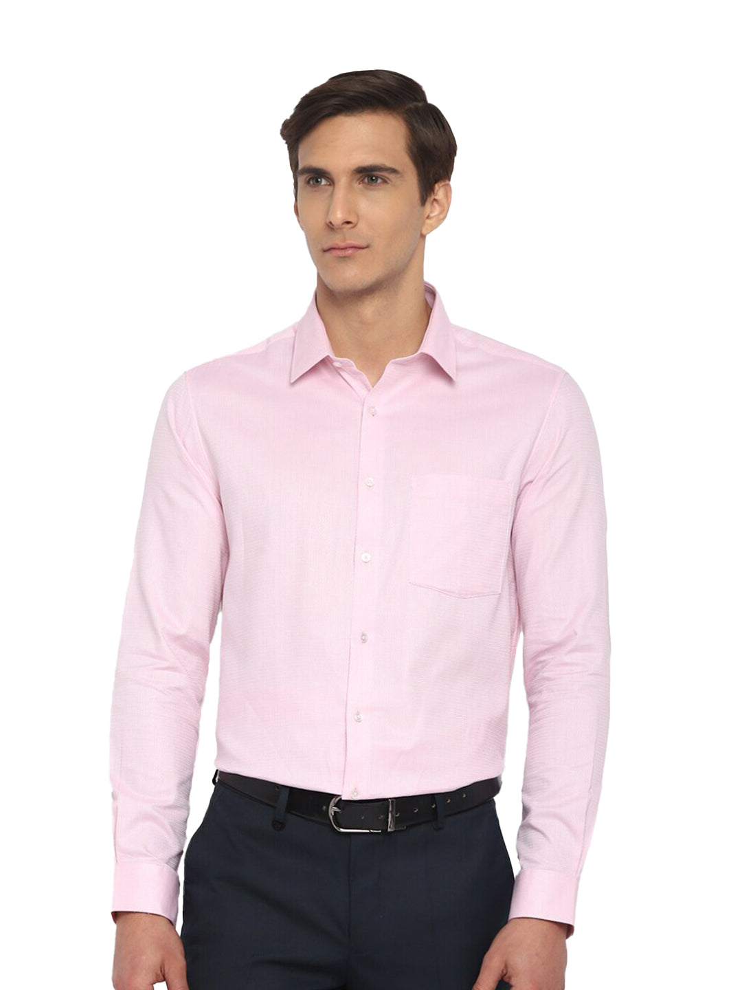 OLMA Men Regular Fit Solid Spread Collar Formal Shirt (Full Sleeve, Pink) Zabolo