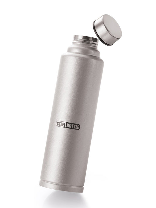 Stainless Steel Water Bottle 1000 ml Bottle  (Pack of 1, Silver, Steel)