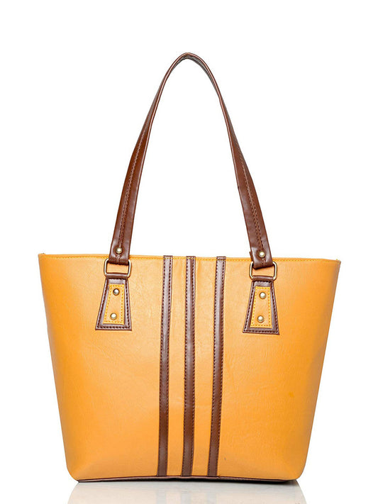 Women Shoulder Bag - Extra Spacious (Yellow & Brown)