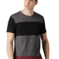 Grey Black Read H Sleeves T-Shirt Color Block Men Round Neck Multicolor T-Shirt Zabolo